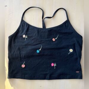 NWOT VS PINK Black Floral Embroidered Cropped Cami